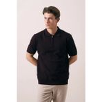 Valiberta Ritchie Fermuarlı Polo Yaka Dikey Çizgili Kısa Kollu Ince Triko Erkek T-Shirt - Bordo