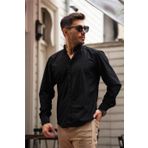 Valiberta Slim Fit Kadife Gömlek - Siyah