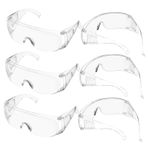 VALICLUD 6 Çift Güvenlik Gözlükleri Şeffaf Çerçeve Çalışma Gözlük Darbeye Dayanıklı Laboratuvar Gözlük Deney Gözlükleri