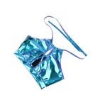 VALICLUD Yelek Holografik Mahsul Rave Sutyen Kapalı Omuz Tüp Anahtar Deliği Bikini Kesme Mahsul Oymak Mahsul Nye Kadınlar Için Tops Çizgili Metal Cover Up Clubwear Bayan Tops Miss Kesim