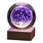Valink 3D Güneş Sistemi Kristal Topu, Gezegenler Model Kristal Topu, Minyatür Gece Lambası Dekorasyon Lambası Oymalı Evrenler Gezegenler Küreler Dekor Bilim Astronomi Hediyeleri Çocuklar için 8 cm-Ay