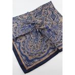 Valino 120x120 Etnik Desenli Büyük Boy Eşarp Pamuklu Eşarp Büyük Boy Vintage Eşarp Lacivert