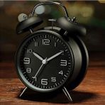 Valkyrie 16 cm Sessiz Akar Saniyeli Alarm Masa Çalar Saat Siyah Yuvarlak Metal Kasa Yüksek Zil Sesi