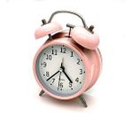 Valkyrie 16cm Büyük Boy Akar Saniyeli Alarm Çalar Saat - Nostaljik Masa Saati Pembe Çok Renkli