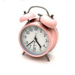 Valkyrie 16cm Büyük Boy Akar Saniyeli Alarm Çalar Saat - Nostaljik Masa Saati Pembe