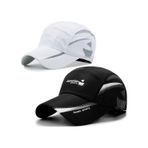 Valkyrie 2 Li Spor Şapka Seti Unisex Siyah & Beyaz Nefes Alabilir Yazlık Şapka Ayarlanabilir Outdoor Koşu Güneşlik Şapka Siyah - Beyaz
