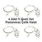 Valkyrie 5 İğneli Paslanmaz Çelik Halatlı Dip Hırsız Olta Takımı 4’Lü Set – 6# Karbon Çelik İğne