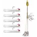 Valkyrie Alabama Rig Seti 1 Şemsiye 5 Jig Kafa 5 Silikon Yem Hazır Turna Levrek Avı Spinner Rig Takımı