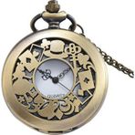 Valkyrie Alice Harikalar Diyarı Temalı Vintage Bronz Cep Saati - Kolye Köstekli Retro Hediye