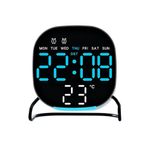 Valkyrie Dijital Led Siyah Masa Saati Alarm Beyaz Derece 3 Kademe Işık, Usb Destekli Modern Gece Lambalı Saat