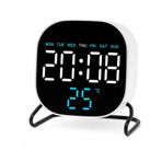 Valkyrie Led Dijital Masa Saati Mavi Derece Çift Alarm Sıcaklık Göstergesi 3 Kademe Parlaklık Modern Saat