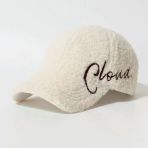 Valkyrie Peluş Şapka Kadın Erkek Unisex Kışlık Şapka Cloud Nakışlı Ayarlanabilir Bej Teddy Şapka Beyaz