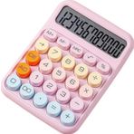 Valkyrie Renkli Çok Şirin 12 Hane Mekanik Hesap Makinesı Büyük Ekranlı 4 Fonksiyonlu Ev Ofis Okul Pembe