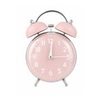 Valkyrie Retro Çalar Saat Işıklı Analog Masa Saati Dekoratif Komodin Saati Bombe Kapaklı 15X10 Pembe