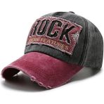 Valkyrie Rock Eskitme Trucker Şapka Metal Tokalı Ayarlanabilir Vintage Kırmızı Siyah - Standart - Kırmızı - Siyah