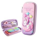 Valkyrie Su Geçirmez Kalem Kutusu 3 Boyutlu Unicorn ve Ay Yıldız Deseni ile Çocuklar için