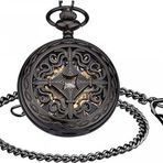 Valkyrie Vintage Kutulu Kostekli Kurmali Mekanik Chrome Iskelet Saat - Hediyelik Cep Saati - Retro
