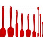 valletta Drongo Kavanoz Sıyırıcılı Silikon Spatula Seti 9 Parça Kırmızı