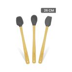 Valletta Indigo 3'lü Gri Bambu Silikon Spatula Seti Uzun 26 Cm