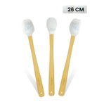 valletta Indigo 3'lü Gri Mermer Bambu Silikon Spatula Seti Uzun 26 cm