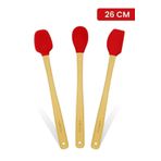 valletta Indigo 3'lü Kırmızı Bambu Silikon Spatula Seti Uzun 26 Cm