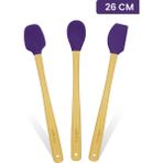 valletta Indigo 3'lü Mor Bambu Silikon Spatula Seti Uzun 26 Cm - 3 Parça 26 cm