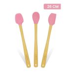 Valletta Indigo 3'lü Pembe Bambu Silikon Spatula Seti Uzun 26 Cm