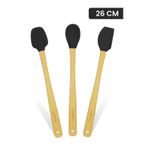 Valletta Indigo 3'lü Siyah Bambu Silikon Spatula Seti Uzun 26 Cm