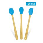 valletta Indigo 3'lü Turkuaz Bambu Silikon Spatula Seti Uzun 26 Cm