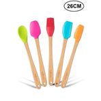 Valletta Indigo 5 Li Renkli Bambu Silikon Spatula Seti Uzun 26 cm