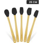 Valletta Indigo 5 Li Siyah Bambu Silikon Spatula Seti Uzun 26 cm - 5 Parça 26 cm