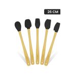 Valletta Indigo 5 Li Siyah Bambu Silikon Spatula Seti Uzun 26 Cm