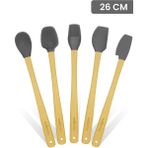 valletta Indigo 5'li Gri Bambu Silikon Spatula Seti Uzun 26 Cm - 5 Parça 26 cm