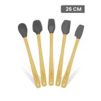 Valletta Indigo 5'li Gri Bambu Silikon Spatula Seti Uzun 26 Cm