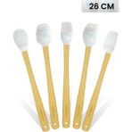 Valletta Indigo 5'li Gri Mermer Bambu Silikon Spatula Seti Uzun 26 cm