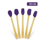 Valletta Indigo 5'li Mor Bambu Silikon Spatula Seti Uzun 26 Cm