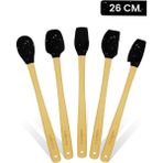 Valletta Indigo 5'li Siyah Noktalı Bambu Silikon Spatula Seti Uzun 26 cm