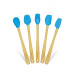 valletta Indigo 5'li Turkuaz Bambu Silikon Spatula Seti Uzun 26 Cm