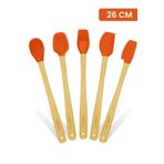 Valletta Indigo 5'li Turuncu Bambu Silikon Spatula Seti Uzun 26 cm