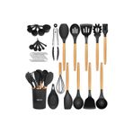 Valletta Mikla Isıya Dayanıklı 33 Parça Silikon Spatula Set Siyah