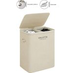 valletta Paloma 100l Çift Yıkanabilir Bölmeli Katlanabilir Kumaş Kirli Çamaşır Sepeti Cappuccino Beige