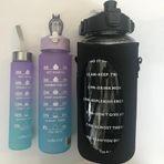 Valletta VLT1220 Eldorado Figo Motivasyonel Siyah Çantalı 2000 ml 750 ml 300 ml 3'lü Su Matarası