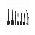 Valletta VLT9LU Drongo Siyah 9 Parça Kavanoz Sıyırıcılı Silikon Spatula Seti