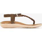 Valmenti Kadın Hakiki Deri Camel Düz Sandalet 1141 7525-RR1 Bn Sndlt Y26 Camel/strass
