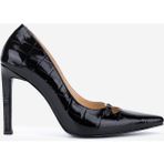 Valmenti Kadın Hakiki Deri Siyah Kroko Stiletto Ayakkabı 1138 4930 Bn Ayk SK25-26 Sıyah Kroko
