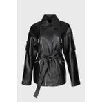 Valmenti Kadın Siyah Deri Deri Mont 616 3906 Bn Derımont Y24 - 2XL