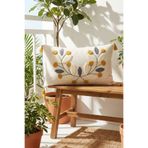 Valmia Home Hardal Sarı Tomurcuklu Yaprak Desenli Punch Nakışlı Dikdörtgen Kırlent Kılıfı 35x55 cm