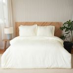 Valoroso Tekstil Çift Kişilik Çizgili Saten Nevresim Takımı - 200 x 220 cm - Açık Bej