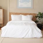 Valoroso Tekstil Çift Kişilik Çizgili Saten Nevresim Takımı - Beyaz - 200 x 220 cm