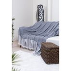 Valoroso Tekstil Pamuklu Püsküllü Elmas Desenli Koltuk Örtüsü 170X210 cm | Dekoratif Kanepe, Yatak ve Tv Örtüsü - 170 x 210 cm - Siyah